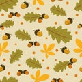 A seamless pattern with oak leaves. Royalty Free Stock Photo