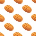 Seamless pattern of oat biscuits isolated on a white background Royalty Free Stock Photo