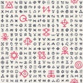 Seamless pattern with occult signs and magic runes