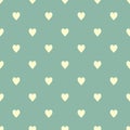 Seamless pattern off-white hearts on pastel vintage turquoise background. Elegant print for fabric textile gift paper scrapbook