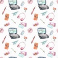 Seamless pattern office doodles Royalty Free Stock Photo