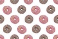 Seamless Pattern ofPink and Chocolate glazed Donuts Royalty Free Stock Photo