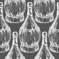 Seamless pattern with old-fashioned wine bottles