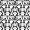 Seamless pattern with old-fashioned wine bottles