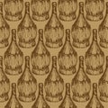 Seamless pattern with old-fashioned wine bottles