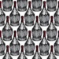 Seamless pattern with old-fashioned wine bottles