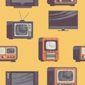 Seamless pattern. Old and modern TVs. Vector illustration in retro style Royalty Free Stock Photo