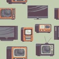 Seamless pattern. Old and modern TVs. Vector illustration in retro style Royalty Free Stock Photo