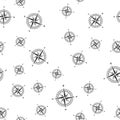 Seamless Pattern with old retro compass for navigating black. Flat vector illustration EPS 10 Royalty Free Stock Photo