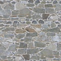 Seamless pattern of an old wall built with irregularly shaped stone blocks - Useful for renderings applications Royalty Free Stock Photo