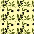 Seamless pattern of olive branches. Royalty Free Stock Photo