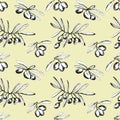 Seamless pattern with olive branches Royalty Free Stock Photo