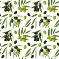 Seamless pattern with olive branches and leaves Royalty Free Stock Photo