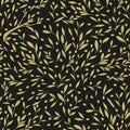 Seamless pattern of olive branches, olives and leaves, isolated on dark background