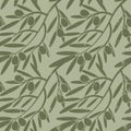 Seamless pattern olive branches. Retro decorative texture b Royalty Free Stock Photo