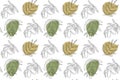 Seamless pattern with olives and leaves. Simple minimalistic pattern of fabric and wallpaper with elements of nature and botany