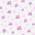 Seamless pattern Om,Aum,symbol of divine Trimurti of Brahma, Vishnu and Shiva.Sacred sound,primordial mantra,word of power, Royalty Free Stock Photo