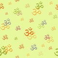 Seamless pattern Om,Aum,symbol of divine Trimurti of Brahma, Vishnu and Shiva.Sacred sound,primordial mantra,word of power, Royalty Free Stock Photo