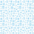 Seamless Pattern With Online Shopping Icons in Thin Line Style.