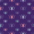 Seamless pattern with open eyes different color