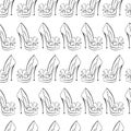 Seamless pattern of open shoes with a bow with high heels. Design can be used for wallpaper