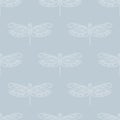 Seamless pattern with openwork dragonflies. Vector illustration. Isolated white elements on a light grey background Royalty Free Stock Photo