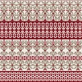 Seamless pattern with openwork in vintage style with red stripes