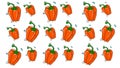 Seamless pattern of orange bell pepper vector illustrations on a white background. Royalty Free Stock Photo