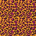 Seamless pattern Orange black pink leopard panther fur, abstract simple lines scandinavian style background grunge texture. trend