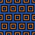 Seamless pattern with orange and blue squares 7217, modern stylish image. Royalty Free Stock Photo