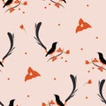 Medan White-rumped Shama Seamless Pattern