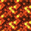 Seamless pattern of orange concrete and illuminating cubes 3D render Royalty Free Stock Photo