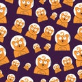 Seamless pattern with orange dog astronaut, illustration for prin