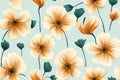 seamless pattern with orange flowers on a light blue background Royalty Free Stock Photo