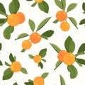 Seamless pattern with orange mandarin