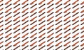 Seamless pattern of orange pens and brown pencils on a white background.