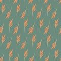 Seamless pattern orange seed reed on green marsh background Royalty Free Stock Photo