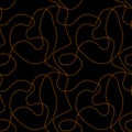 Seamless pattern with orange threads stitching on black background