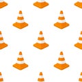 Traffic Cone Flat Icon Seamless Pattern Royalty Free Stock Photo