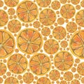 Seamless pattern Oranges. Hand painted watercolor. Handmade fresh food design elements isolated