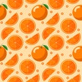 Seamless pattern with oranges. Orange color, flat style