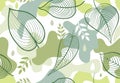 Seamless pattern with organic shape blots in memphis style. Stylish floral painted wallpaper with leaves. Summer nature tile Royalty Free Stock Photo