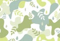 Seamless pattern with organic shape blots in memphis style. Stylish floral painted wallpaper with leaves. Summer nature tile Royalty Free Stock Photo
