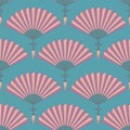 Seamless pattern of oriental chinese hand fan