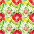 Seamless pattern with original flowers. Royalty Free Stock Photo