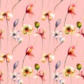 Seamless pattern with Original flowers Royalty Free Stock Photo