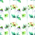 Seamless pattern with Original Summer flowers