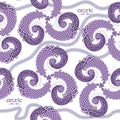 Seamless pattern ornament. Abstract background with ancient Celtic triskelion, Celtic knot and triple trickle spiral symbols.