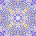 Seamless pattern ornament. Geometric mandala with Eastern ethnic motifs. Fantasy oriental drawing done in kaleidoscopic style.