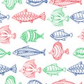 Seamless pattern of ornamental fish.